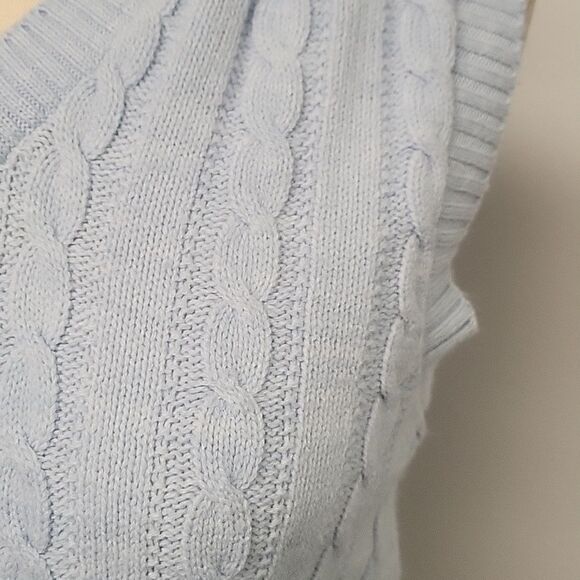 Jantzen Vintage Cable Knit V-Neck Sweater Vest Size L. Baby blue - Picture 2 of 4